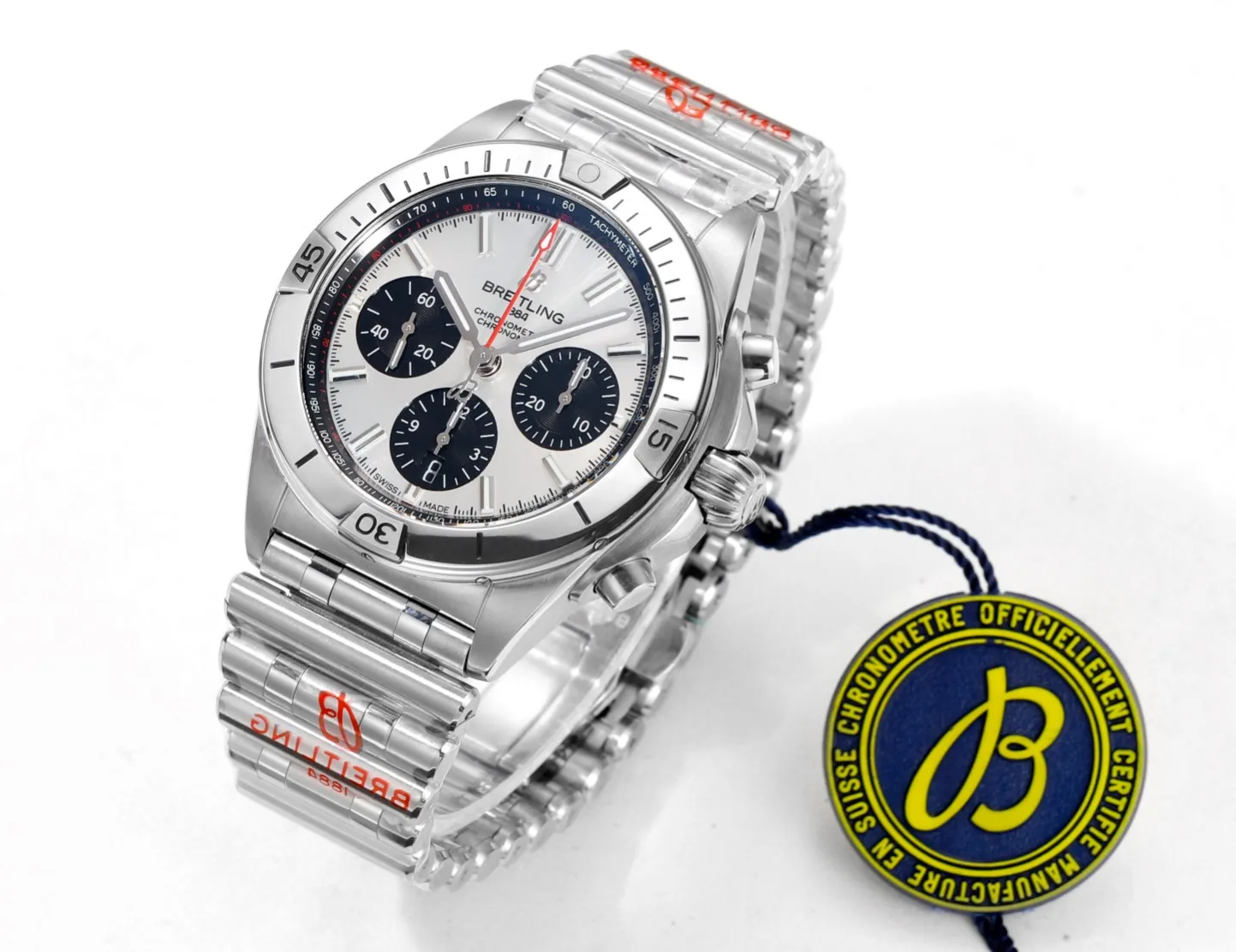BLS Factory Breitling Chronomat Automatic Chronograph Watch - Silver Stainless Steel Bracelet