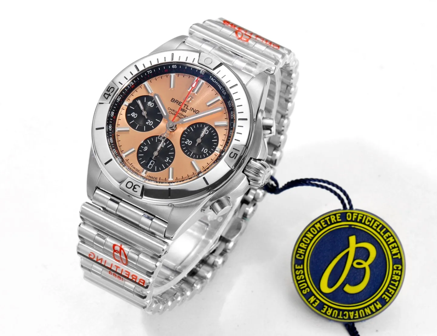 BLS Factory Breitling Chronomat Automatic Chronograph Watch in Rose Gold Dial