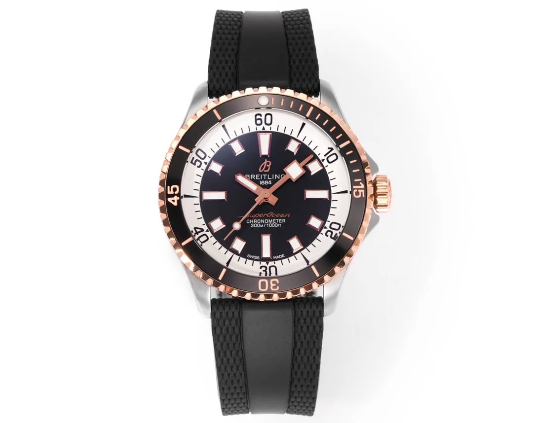 BLS Factory Breitling Superocean Automatic Men's Dive Watch - Black Dial with White Markers
