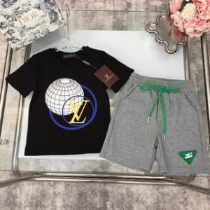 LV Embroidered Children's T-shirt & Shorts Set