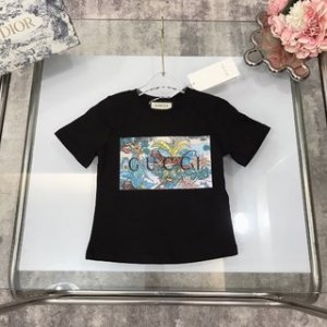 Gucci 2022 New Tiger Print Children's T-shirt in Black