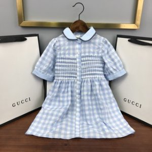 Gucci 2022 New Blue Lattice Girl's Dress