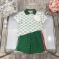 Replica Gucci 2022 Boy's Polo Shirt and Shorts Set in Green