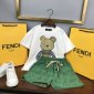 Replica Fendi 2022 Bear Print Children T-shirt and Shorts Set