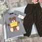 Replica Fendi 2022 Polo Shirt and Long Pants Set in Grey