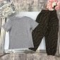 Replica Fendi 2022 Polo Shirt and Long Pants Set in Grey