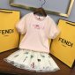 Replica Fendi 2022 T-Shirt and Skirt Set in Pink