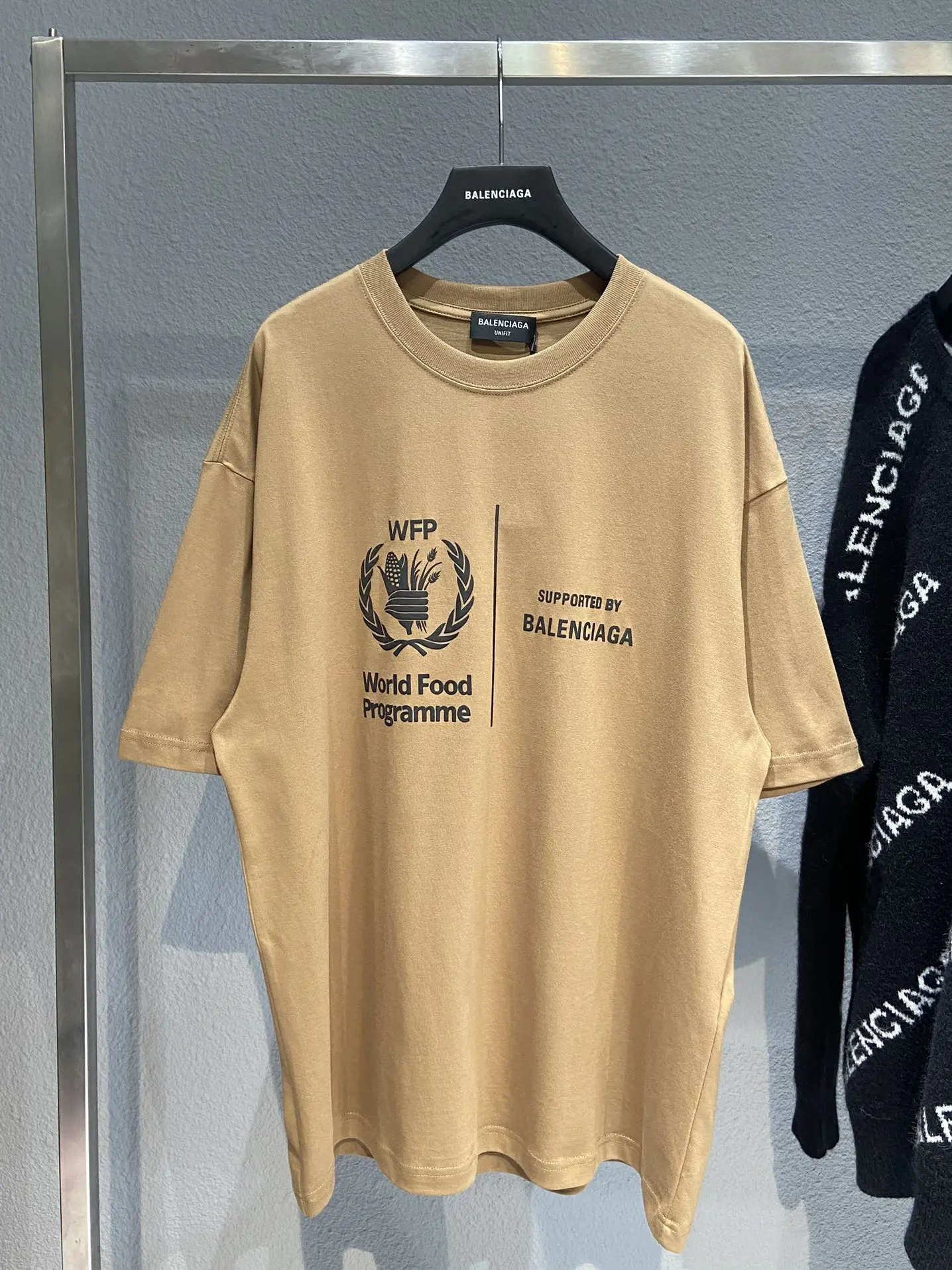 Balenciaga Classic WFP Khaki Loose T-Shirt - Image 3