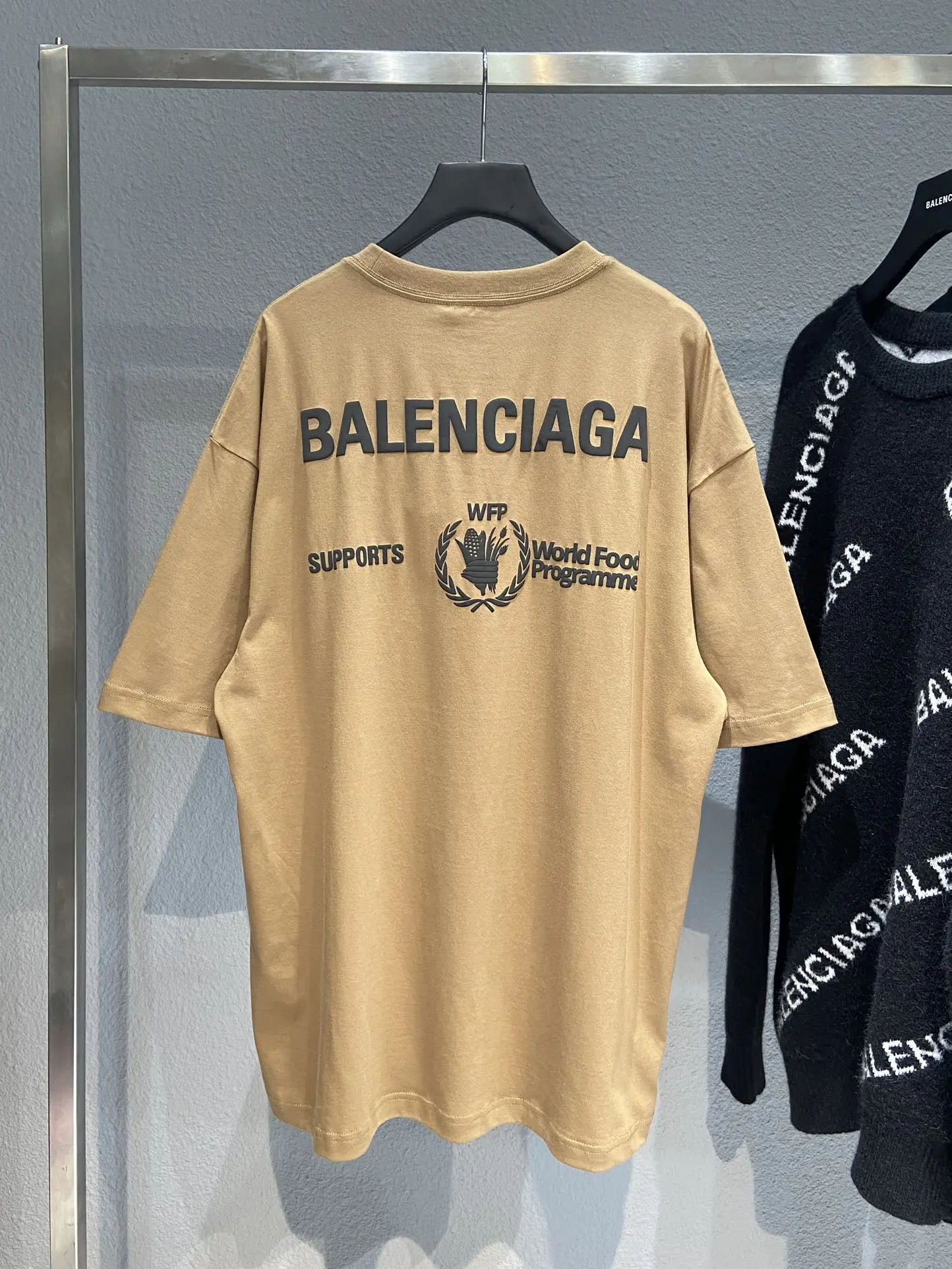 Balenciaga Classic WFP Khaki Loose T-Shirt - Image 4