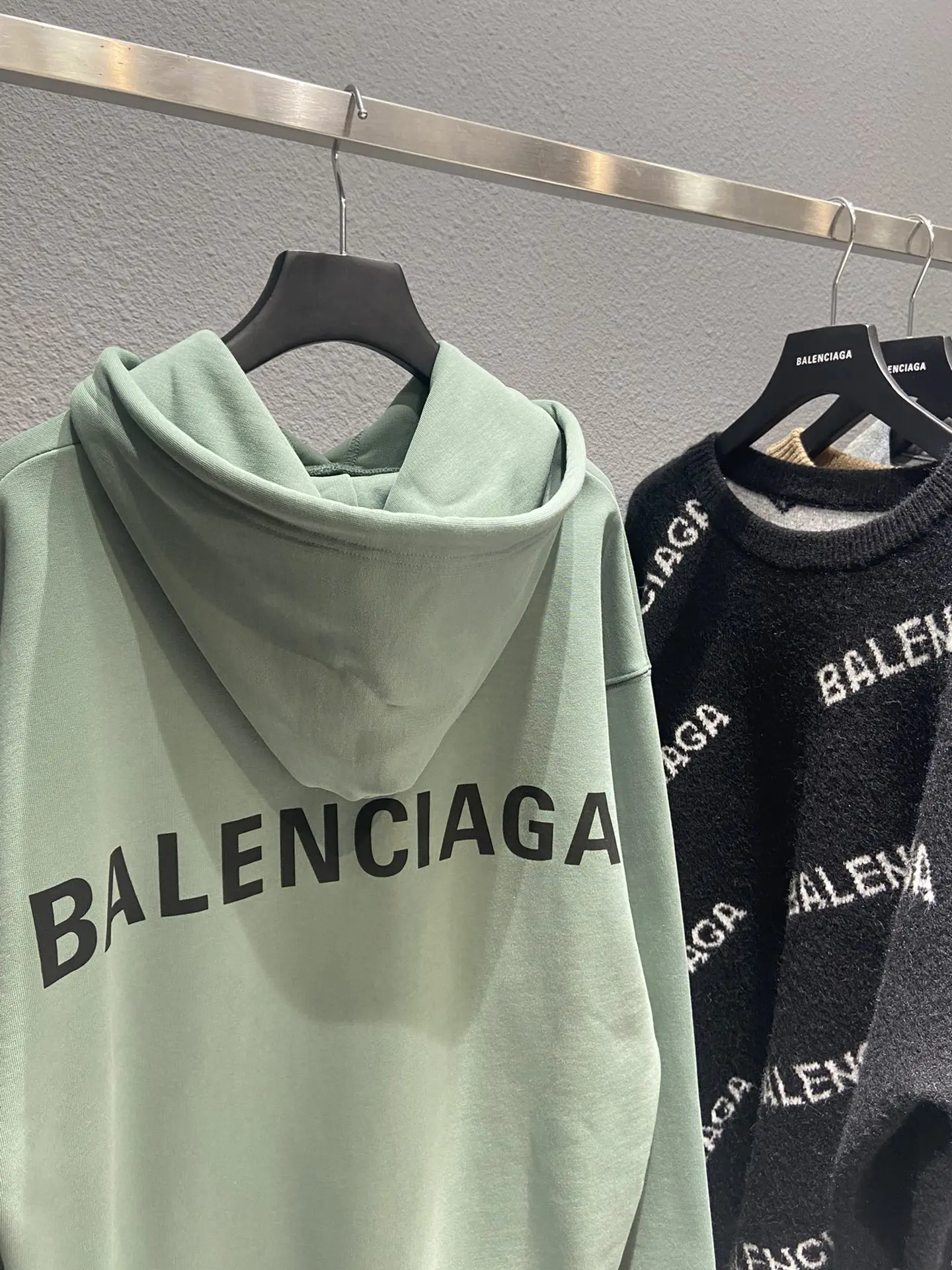 Balenciaga Classic Hoodie, Fog Green - Image 5