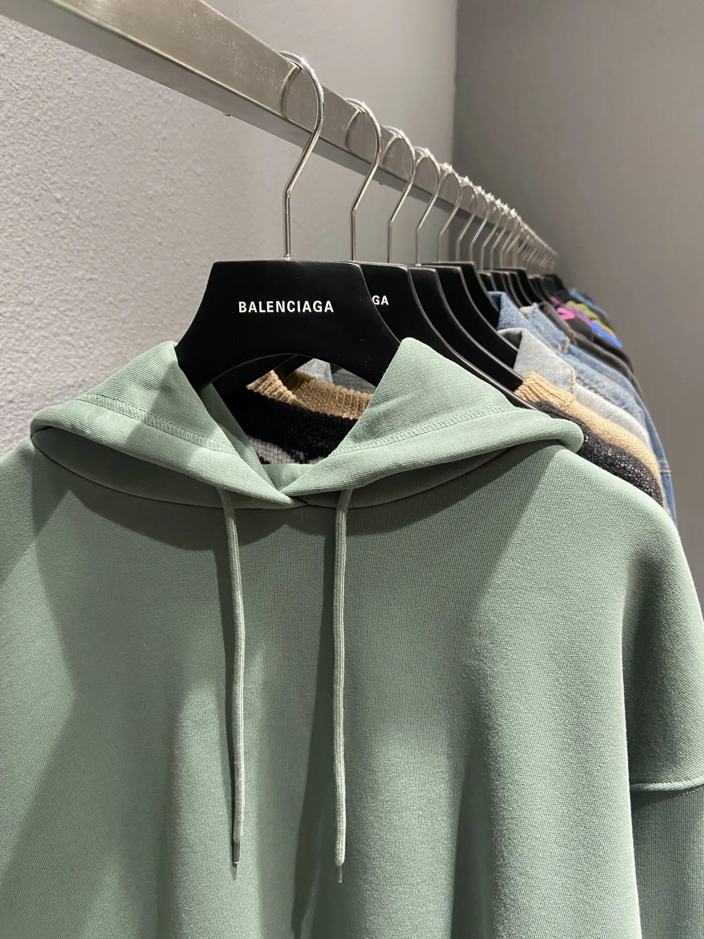 Balenciaga Classic Hoodie, Fog Green - Image 7