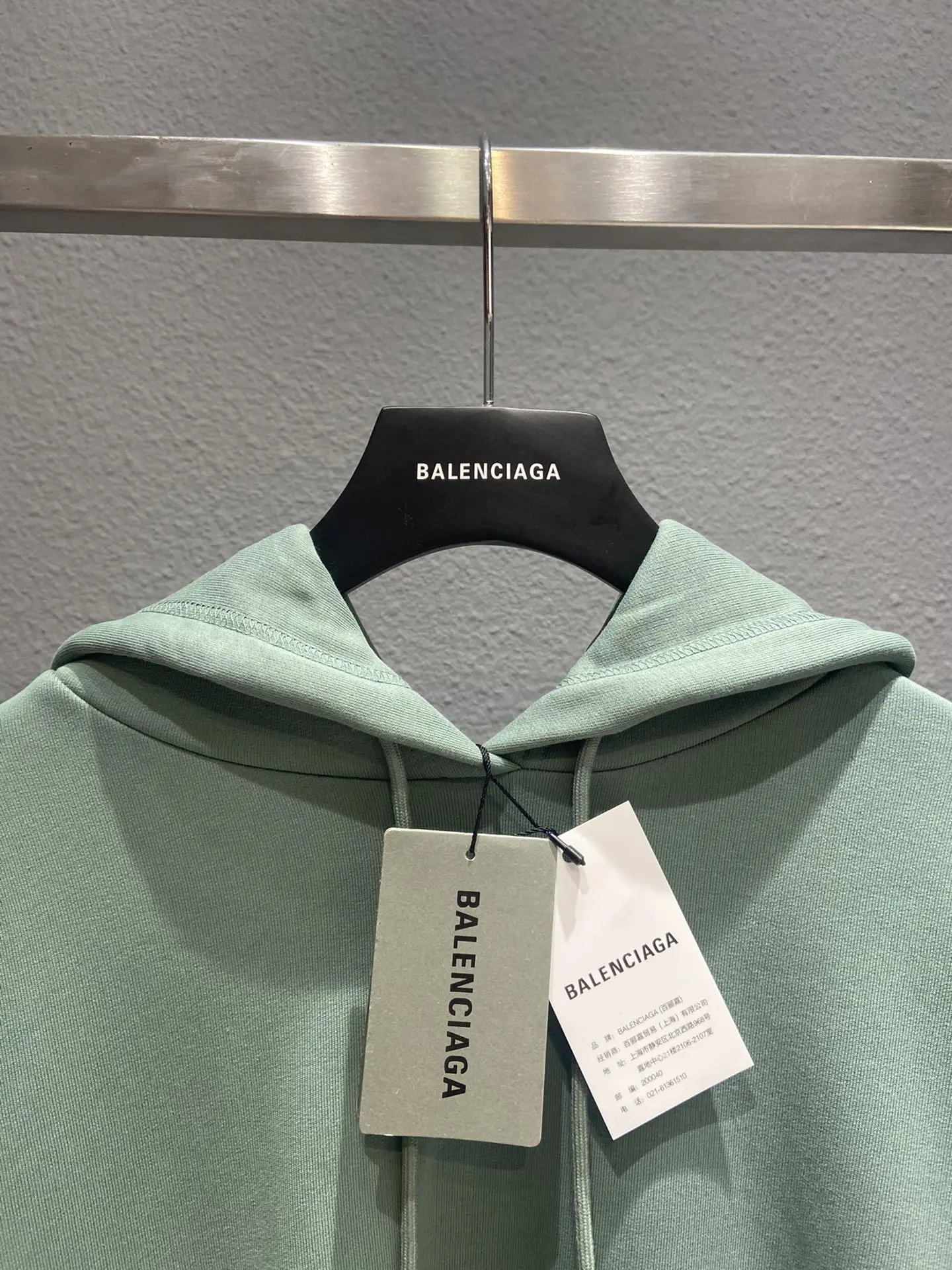 Balenciaga Classic Hoodie, Fog Green - Image 9