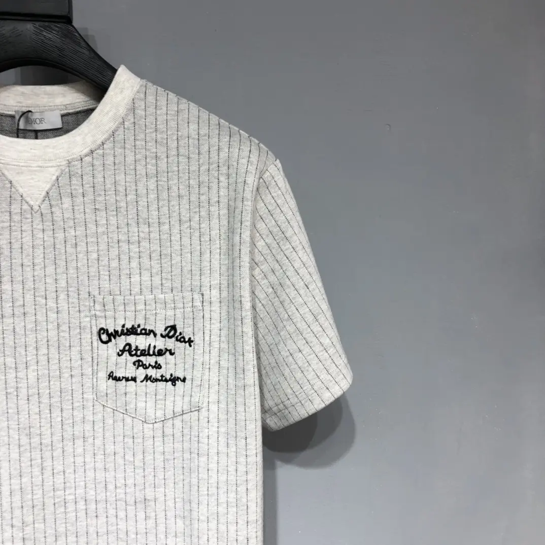 Dior Atelier Striped Knit T-Shirt Silver - Image 6