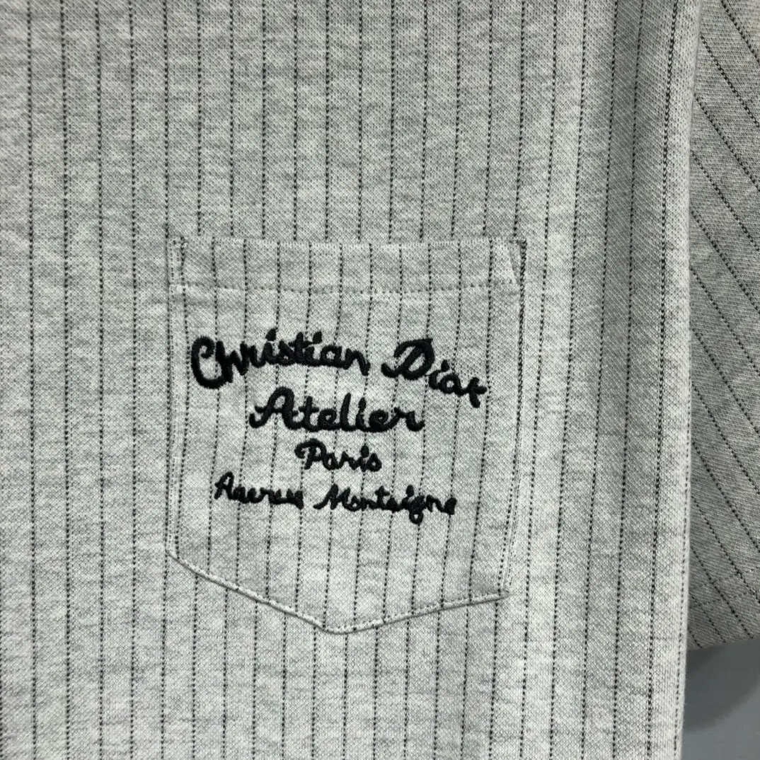 Dior Atelier Striped Knit T-Shirt Silver - Image 7