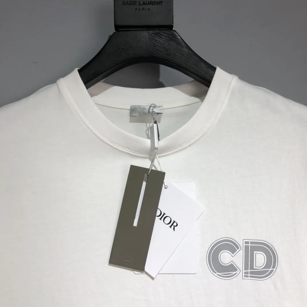 Dior CD Logo Print T-Shirt White Basic - Image 4