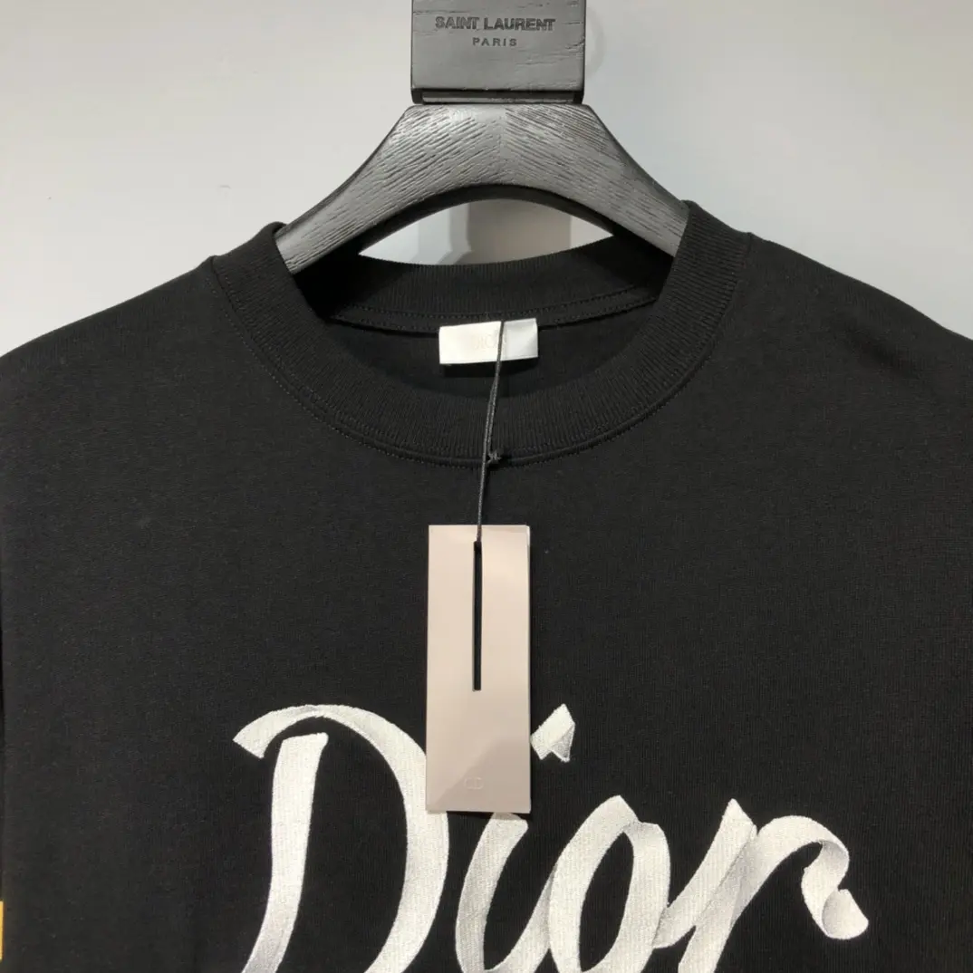 Dior CD2022SS Embroidered Logo T-Shirt Black - Image 4