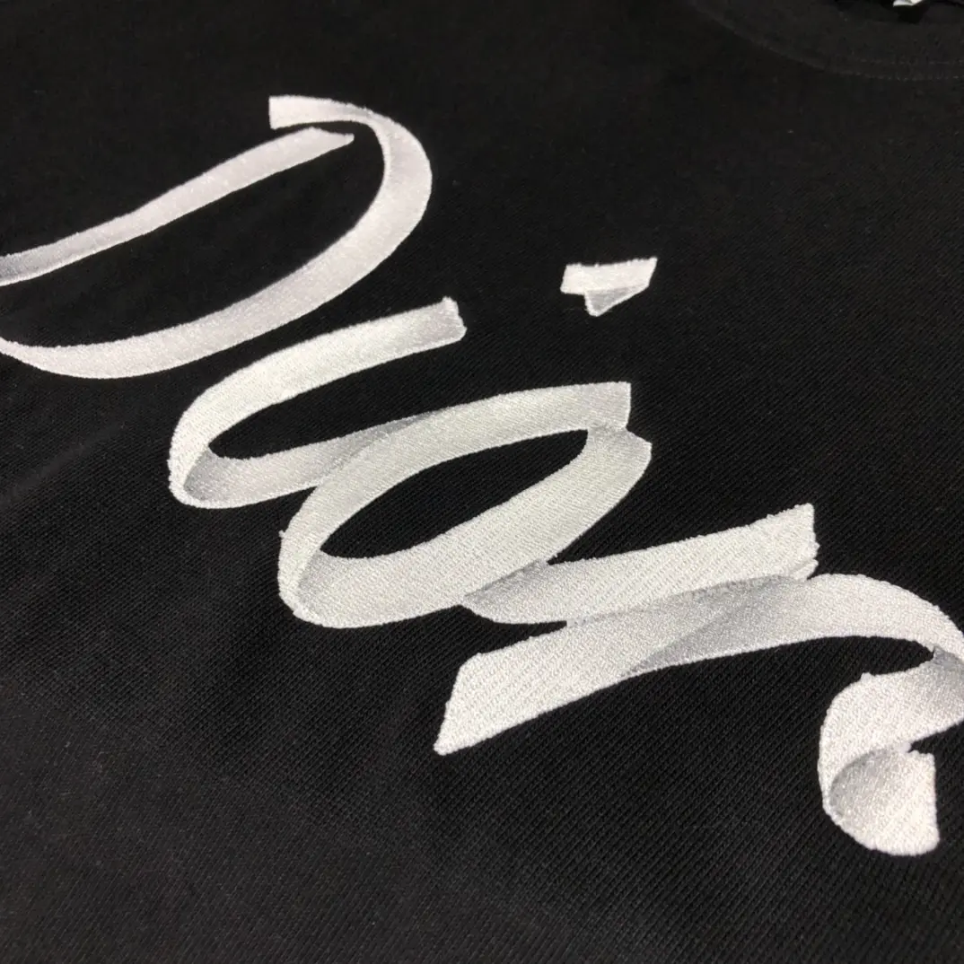 Dior CD2022SS Embroidered Logo T-Shirt Black - Image 6