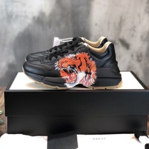 GUCCI Calfskin Tiger Print Mens Rhyton Sneakers