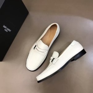 YSL Dress Shoe Teddy Penny in White Leather 