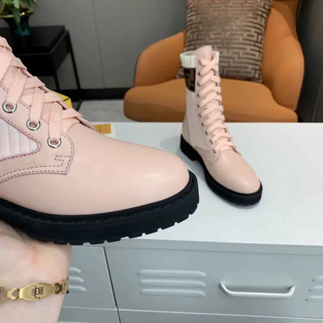 Fendi Forever Fendi Vintage Patchwork Pink Mid-Calf Boots - Classic Knit Color, Fashion Casual Style - Image 7