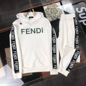 Fendi Hoodie FF logo stripe suit in White