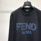 Replica Fendi Sweatshirt Floral Embroidered Logo in Black