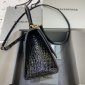 Replica Balenciaga Hourglass Gusset Pouch Crocodile Embossed - Black - Women's - Calfskin