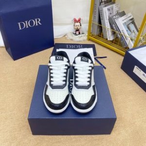 B27 Low-Top Sneaker Black, White and Beige Smooth Calfskin with White Dior Oblique Galaxy Leather