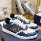 Replica DIOR - B27 Low-top Sneaker Blue, Cream And Gray Smooth Calfskin With Beige And Black Oblique Jacquard