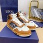 Replica DIOR - B27 High-top Sneaker Blue, Cream And Gray Smooth Calfskin With Beige And Black Oblique Jacquard
