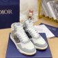 Replica DIOR - B27 High-top Sneaker Light Blue, White And Gray Smooth Calfskin With Beige And Black Oblique Jacquard