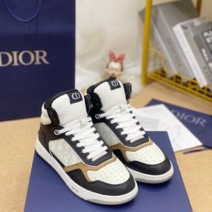 B27 High-Top Sneaker Black, White and Beige Smooth Calfskin with White Dior Oblique Galaxy Leather | DIOR