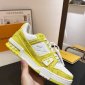 Replica Louis Vuitton Trainer Yellow Monogram Denim White Size UK 11