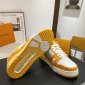 Replica Louis Vuitton Trainer Yellow Monogram Denim White Size UK 11