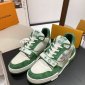 Replica Louis Vuitton Trainer Green Monogram Denim White Size UK 9.5