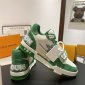 Replica Louis Vuitton Trainer Green Monogram Denim White Size UK 9.5