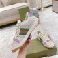 Replica GUCCI Women's Screener Sneaker With Crystals, White, GG Canvas