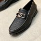 Replica Fendi Men's O-Lock Leather Driver Loafers - Grey