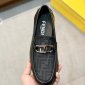 Replica Fendi Men's O-Lock Leather Driver Loafers - Grey