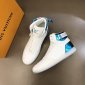 Replica LOUIS VUITTON Calfskin Monogram Rivoli High Top Sneakers