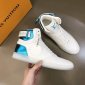 Replica LOUIS VUITTON Calfskin Monogram Rivoli High Top Sneakers