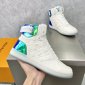 Replica LOUIS VUITTON Calfskin Monogram Rivoli High Top Sneakers