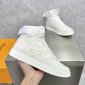 Replica LOUIS VUITTON Calfskin Monogram Rivoli High Top Sneakers LV