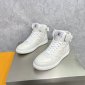 Replica LOUIS VUITTON Calfskin Monogram Rivoli High Top Sneakers LV