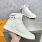 Replica LOUIS VUITTON Calfskin Monogram Rivoli High Top Sneakers LV