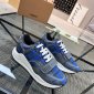 Replica Ramsey Blue Check Canvas Leather Logo Strap Low Top Sneakers.