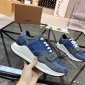 Replica Ramsey Blue Check Canvas Leather Logo Strap Low Top Sneakers.