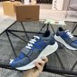 Replica Ramsey Blue Check Canvas Leather Logo Strap Low Top Sneakers.