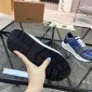 Replica Ramsey Blue Check Canvas Leather Logo Strap Low Top Sneakers.