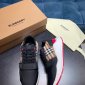 Replica Burberry Women's Ramsey Check & Leather Low-Top Sneakers - Black - Size 5